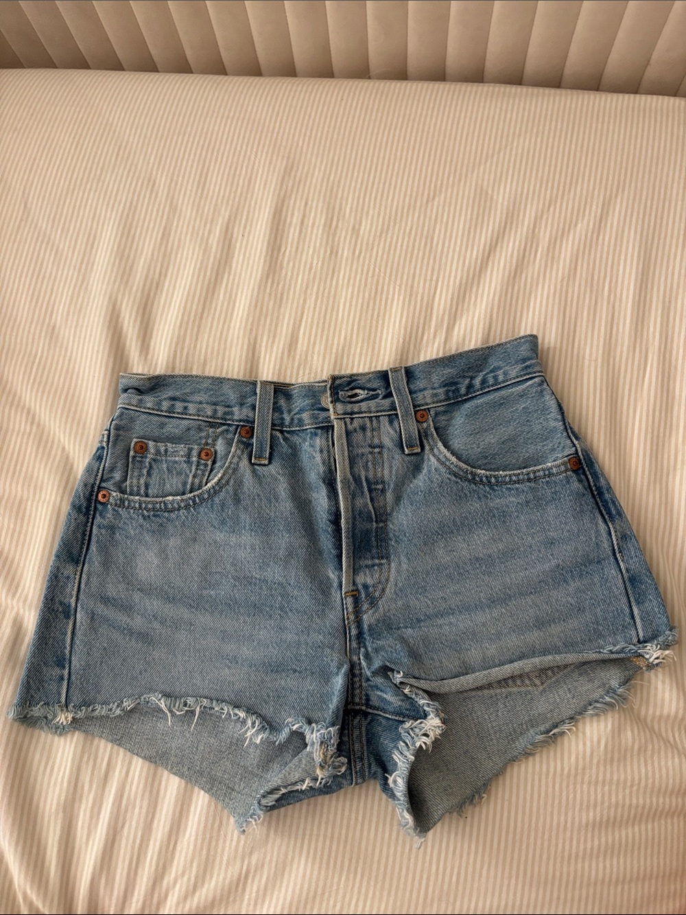 Levi's 501 High-Rise Frayed Denim Shorts